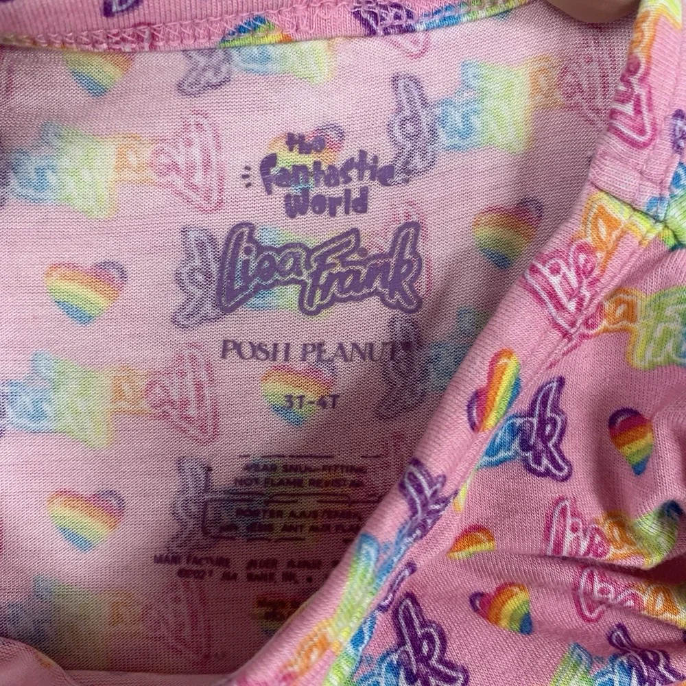 Posh Peanut Lisa Frank‎ Pajama Set Pjs 3t-4t Logo Rainbow Hearts Pink